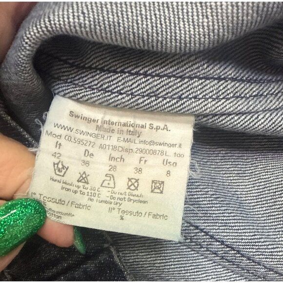 Fendi Womens Ombre Denim Jacket Pink & Black Gradient snaps size 8 medium M Med - Picture 4 of 5